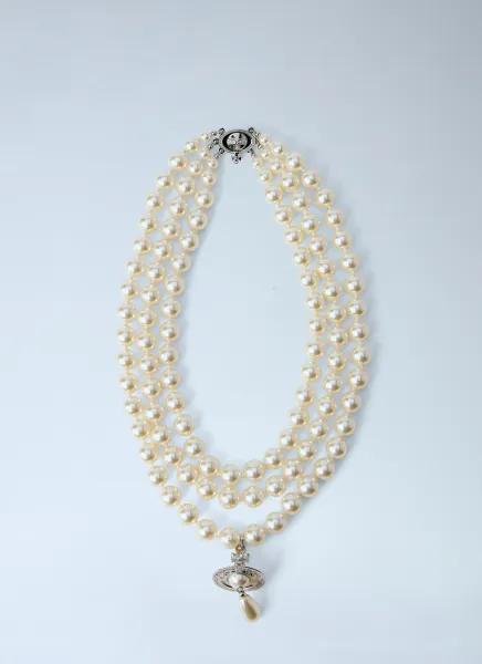 Three Row Pearl Drop Choker