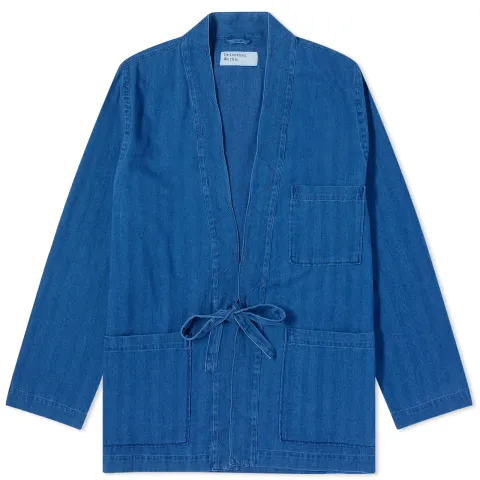 Herringbone Denim Tie Front Jacket