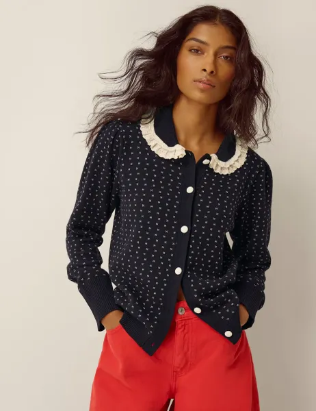 Monsoon Collared Cardigan Navy Mix