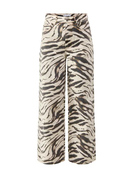 GANNI Print Denim Lari Jeans Egret