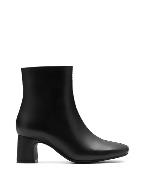 Clarks Leather Block Heel Ankle Boots Black