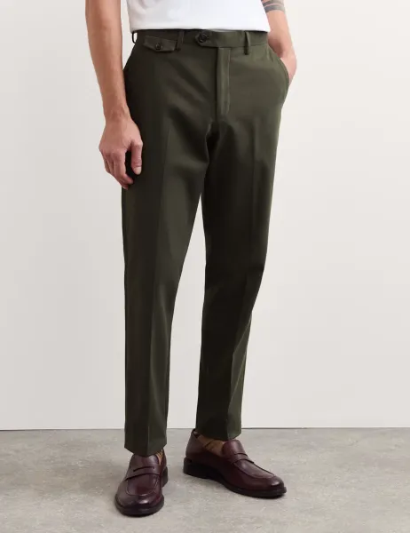 Jaeger Tailored Fit Italian Cotton Chinos Dark Khaki