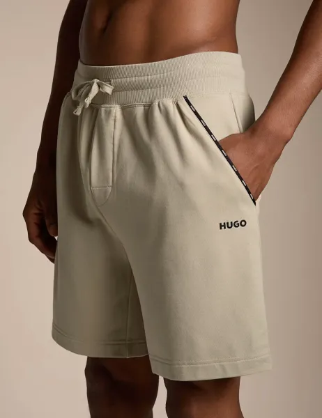 Cotton Rich Elasticated Loungewear Shorts Beige
