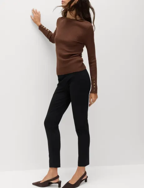 Marks & Spencer Jersey Slim Fit Ankle Grazer Trousers Black