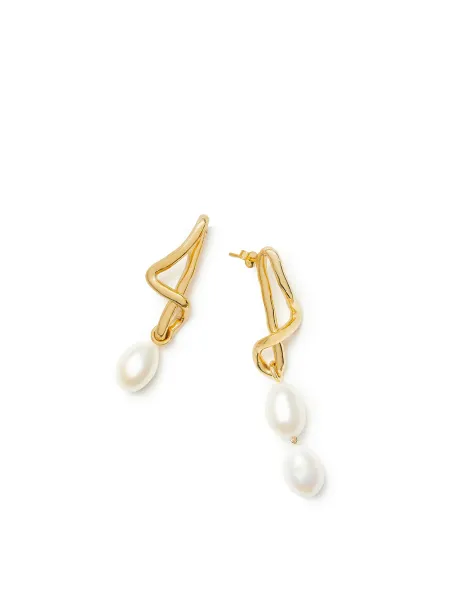 Missoma Molten Pearl Drop Earrings 18kt gold