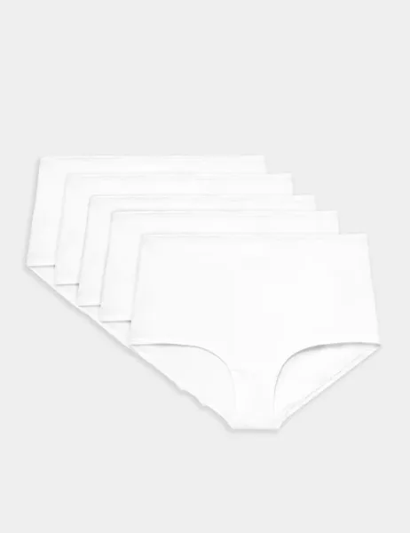 Marks & Spencer 5 Pack Pure Cotton High Rise Shorts White