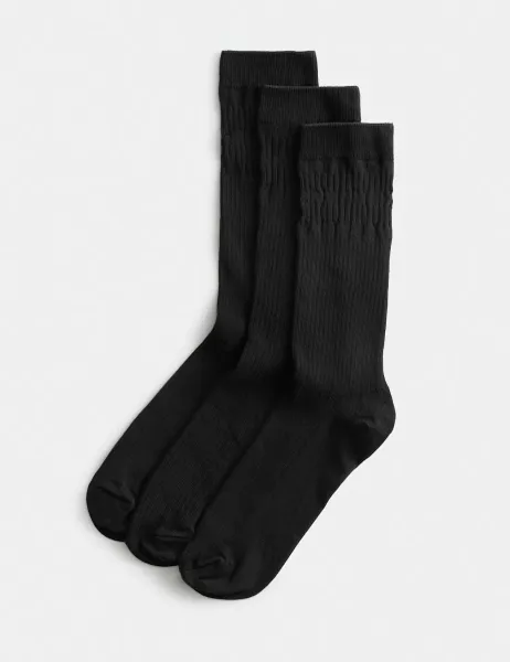 Marks & Spencer 3 Pack Gentle Grip Cool & Fresh Socks Black