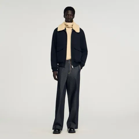 Shearling collar aviator jacket