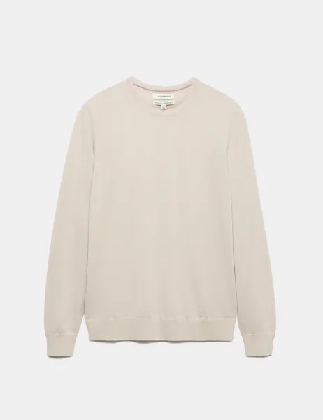 Autograph Pure Extra Fine Merino Wool Crew Neck Jumper Stone