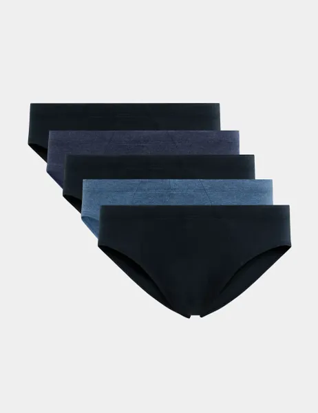 Marks & Spencer 5 Pack Pure Cotton Cool & Fresh Briefs Denim Mix