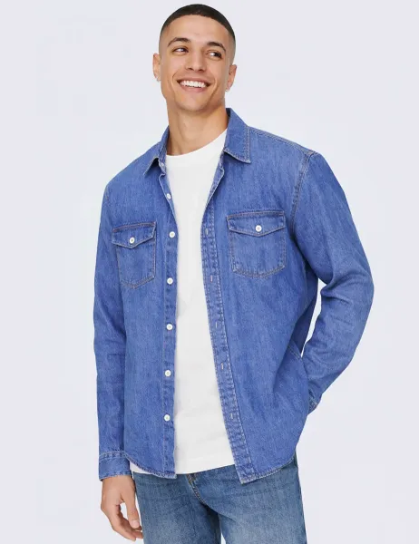 Only & Sons Denim Shirt Blue Denim