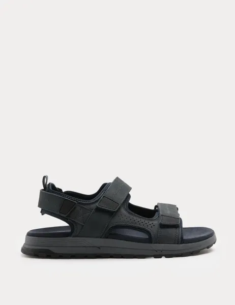 Marks & Spencer Nubuck Riptape Two Strap Sandals Navy