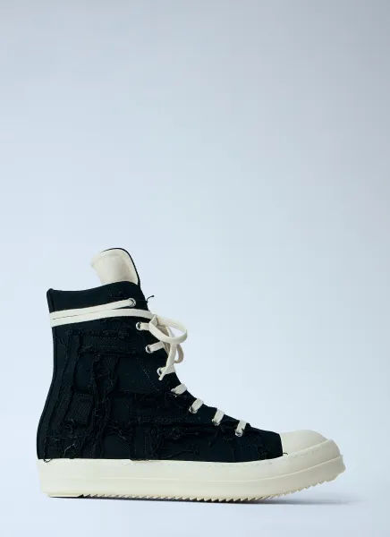 Frayed Denim High-Top Sneakers