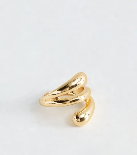 New Look Gold Tone Sleek Teardrop Wrap Ring