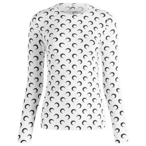 Moon Printed Second Skin Crewneck Top