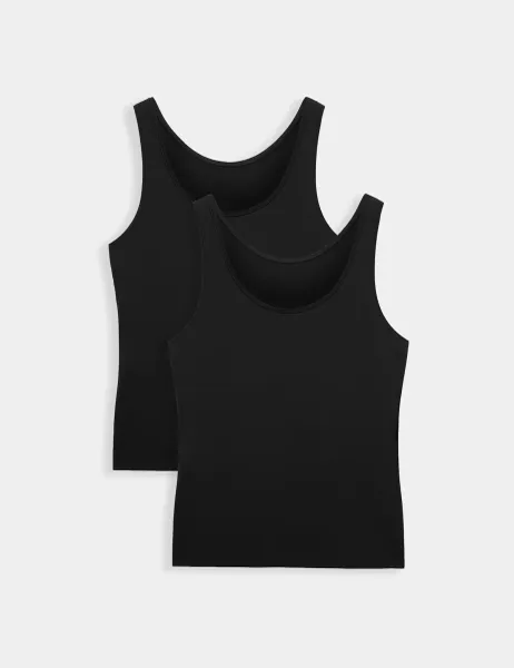 Body by M&S 2 Pack Flexifit Modal Rich Vests Black