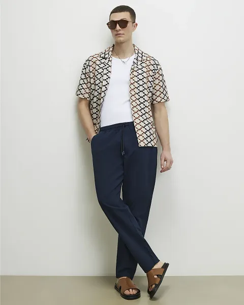 River Island Slim Fit Stretch Textured Joggers