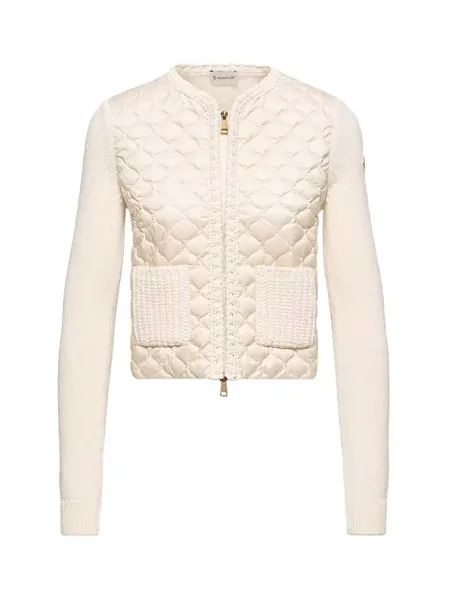 Women Quilted Cardigan White