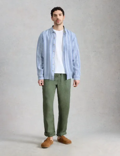 White Stuff Regular Fit Pure Linen Striped Shirt