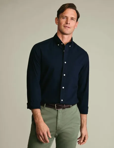 Charles Tyrwhitt Slim Fit Easy Iron Pure Cotton Shirt Dark Blue