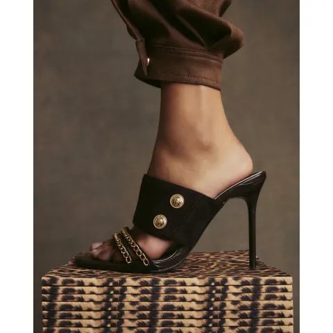 River Island Chain Trim Skinny Heel Mules