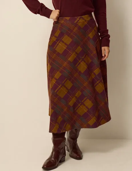 Monsoon Pure Cotton Printed Midi A Line Skirt Brown Mix