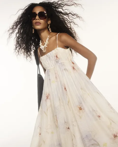 River Island Textured Blur Print Maxi Dress