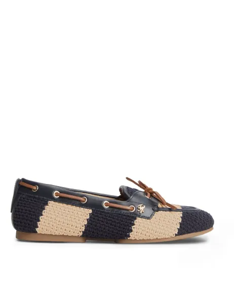 Tommy Hilfiger Crochet-Style Boat Shoes Dark Navy Mix