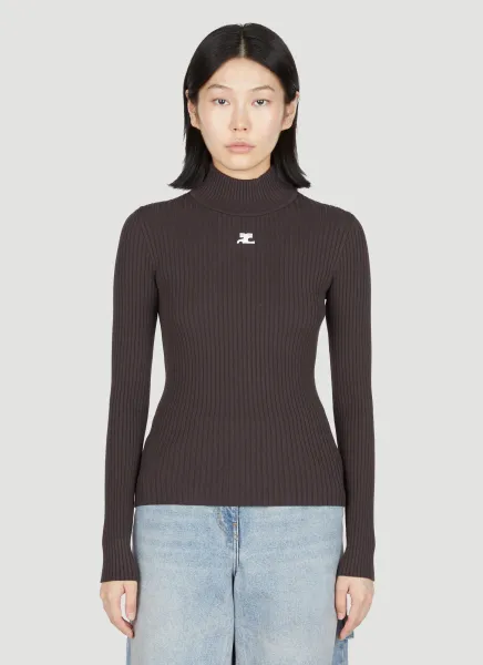 Logo Embroidery High Neck Sweater