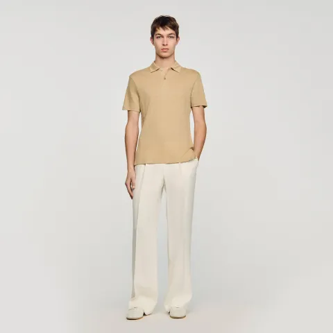 SANDRO Linen polo shirt