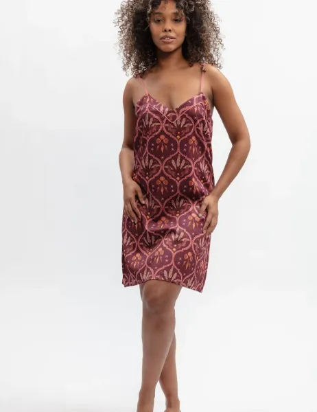 Cyberjammies Fable and Eve Cotton Modal Geometric Strappy Nightdress Pink Mix