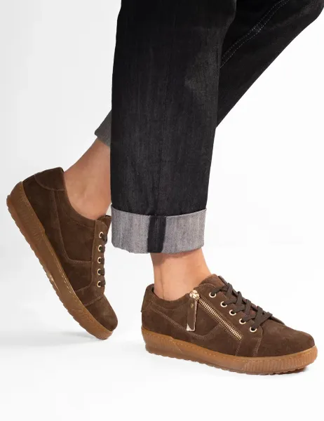 Jones Bootmaker Wide Fit Leather Metallic Side Zip Trainers