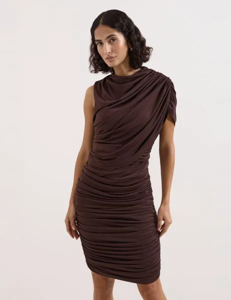 Phase Eight Jersey Knee Length Bodycon Dress Brown