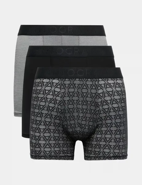 Autograph 3 Pack Supersoft Jacquard Trunks Black Mix
