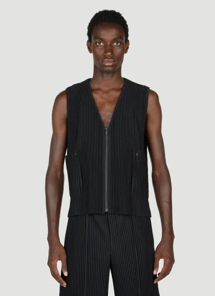 Pleated Zip Up Vest