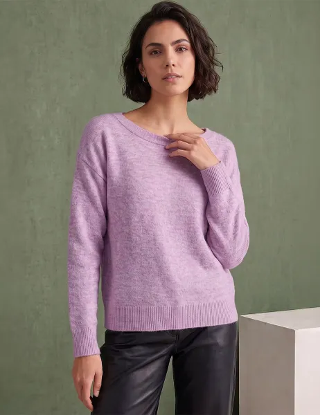 Roman Round Neck Tie Back Jumper Lilac