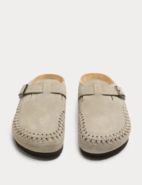Marks & Spencer Woven Suede Corkbed Mule Sandals Stone