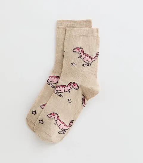 New Look Cream Sleeping Dinosaur Socks