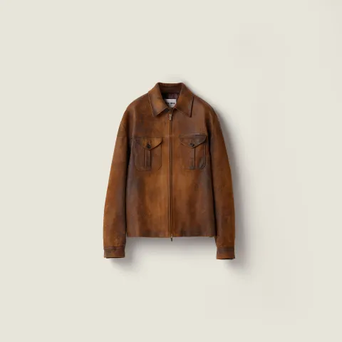 Waxed suede leather jacket