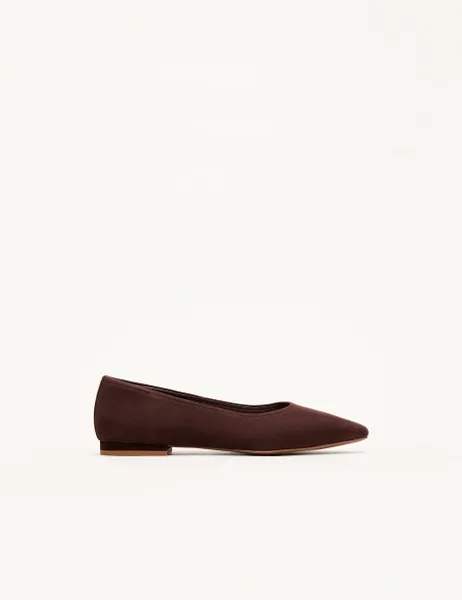 Suede Ballet Pumps Brown