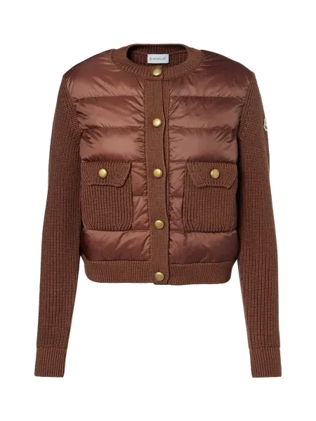 Women Padded Cardigan Brown