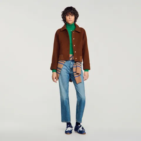 Short coat with flap pockets