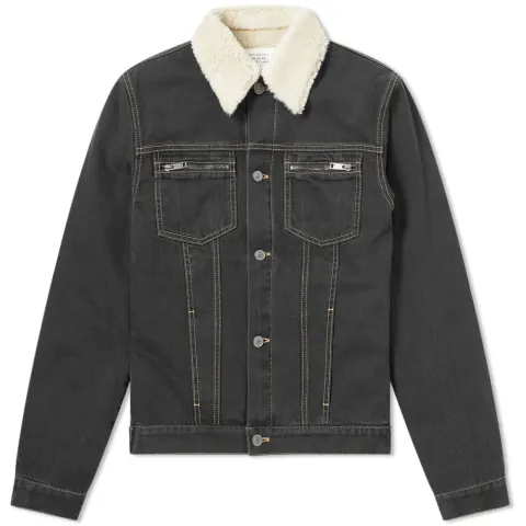 Text Logo Shearling Denim Jacket