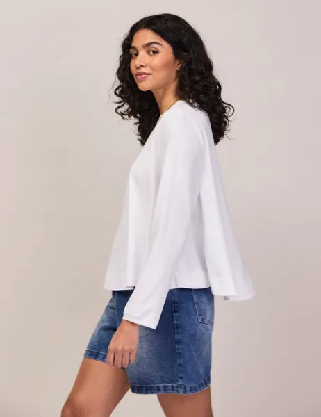 RO&ZO Pure Cotton Draped Relaxed Top White