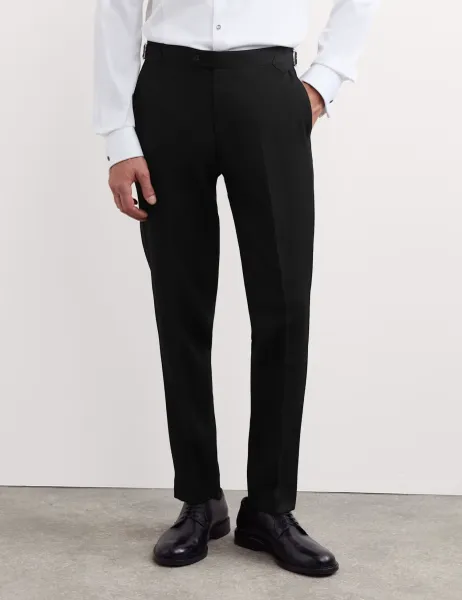 Jaeger Regular Fit Italian Wool Tuxedo Trousers Black