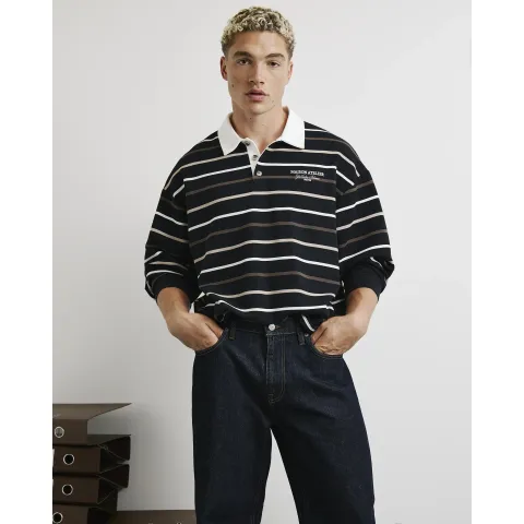 River Island Oversized Fit Stripe Rugby Shirt