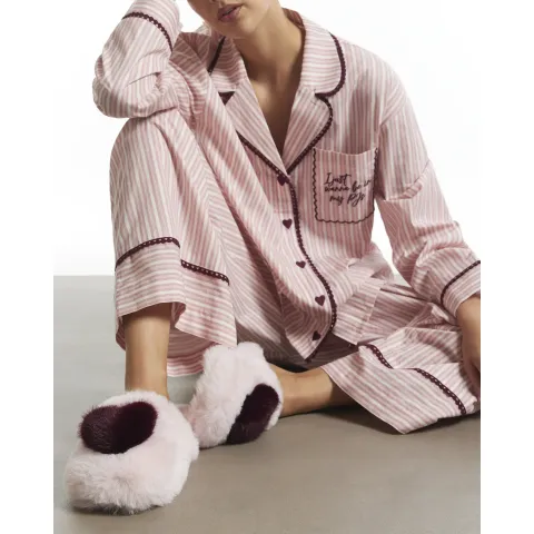 River Island Chunky Heart Plush Mule Slippers
