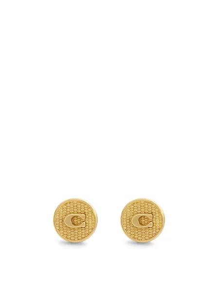 Coach Textured C Coin Stud Earrings