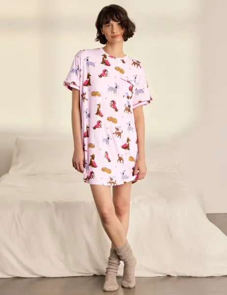Fairytale Dogs Printed Nighshirt Light Pink