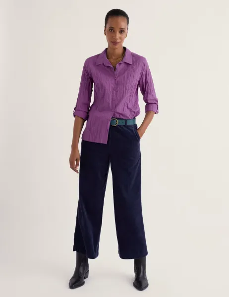 Seasalt Cornwall Cotton Collared Straight Fit Shirt Purple